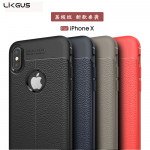 Wholesale iPhone X (Ten) TPU Leather Armor Hybrid Case (Black)